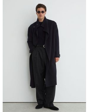 Reiss Wool-Blend Blindseam Belted Overcoat - Blue