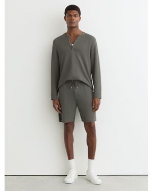 Reiss Tavolla - Sage Green Textured Drawstring Shorts, Xxl - Grey