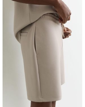 Reiss Premium Interlock Drawstring Shorts - Natural