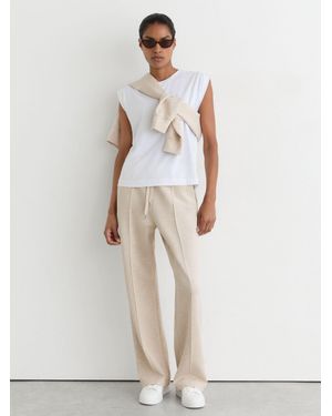 Reiss Premium Interlock Wide-Leg Joggers - White