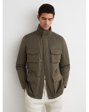Reiss Cotton-Blend Padded Four-Pocket Jacket - Green