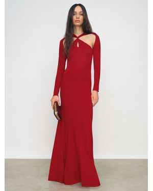 Reiss Cut-Out Knitted Maxi Dress - Red