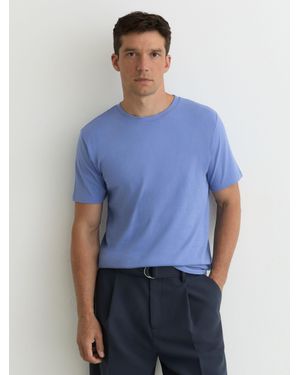 Reiss Cotton Crew-Neck Tailored-Fit T-Shirt - Blue