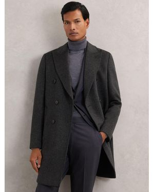 Reiss Wool-Blend Double-Breasted Overcoat - Grey