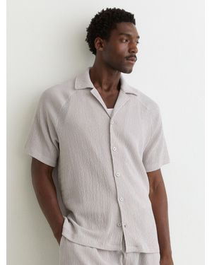Reiss Knox Textured Raglan Cuban-Collar Shirt - White