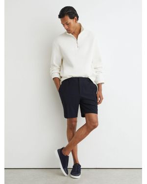 Reiss Deck - Navy Drawstring Chino Shorts, 28 - White