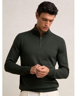Reiss Merino Wool Half-Zip Jumper - Black