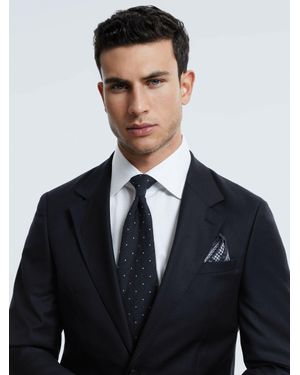 ATELIER Westminster - Midnight Navy Wool Cashmere Slim Fit Single Breasted Blazer, 38 - Black