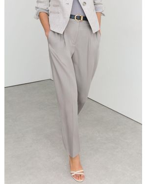 Reiss Petite Lyocell Tapered Pleated Trousers - Grey
