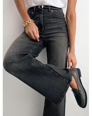 Reiss Washed Jas Cotton-Modal Wide-Leg Jeans - Grey