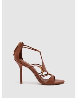 Reiss Leather Strappy Stiletto Sandals - Pink