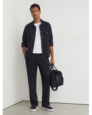 Reiss Sueded Interlock Jersey Straight-Leg Joggers - Blue