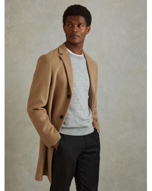 Reiss Wool Blend Single Breasted Epsom Coats - Natural