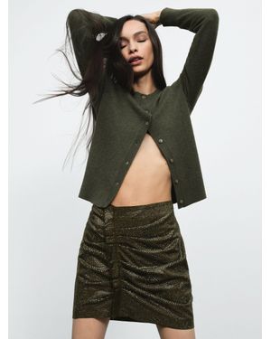 Reiss Crystal-Embellished Ruched Mini Skirt - Green
