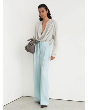 Reiss Esther - Aqua Blue Petite Wide-leg Drawstring Trousers, Us 0 - White