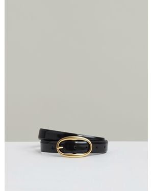 Reiss Patent Leather Oval Buckle Belt - Blue