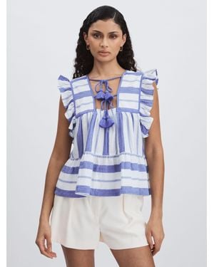 MILLE Peplum Top - Blue