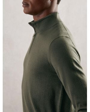 Reiss Merino Wool Half-Zip Jumper - Green