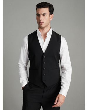 Reiss Hope - Black Modern Fit Wool Blend Waistcoat, 36 - Grey