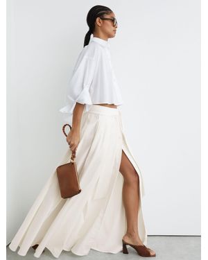 Reiss Cotton-Blend Pleated Maxi Skirt - White