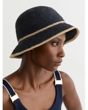 Reiss Tipped Straw Effect Hat, S & M - Black
