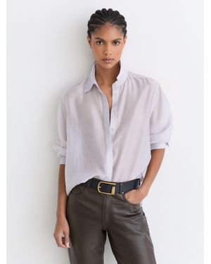 Reiss Iyla - Navy Leather Half-keeper Belt, S (us 4-6) - White