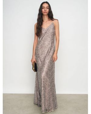 Reiss Sequin Maxi Slip Dress - White