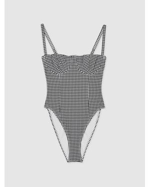 GOOD AMERICAN Black Gingham Swimsuit