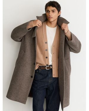 Reiss Monogram Wool-Blend Twill Relaxed Raglan Overcoat - Black