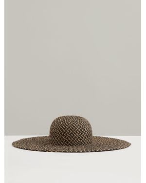 Reiss Natural Straw Basket-Weave Sun Hat, M & L - Brown