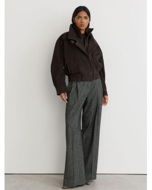 Reiss Petite Suede Double-Layer Relaxed-Fit Jacket - Black