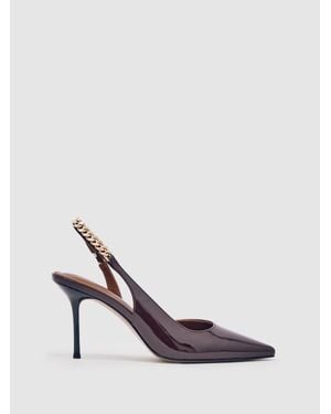 Reiss Patent-Leather Chain-Slingback Heels - Red