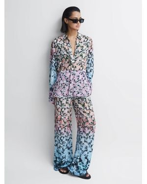 Reiss Serena - Multi Serena Petite Floral Print Wide Leg Trousers, Us 4 - Blue
