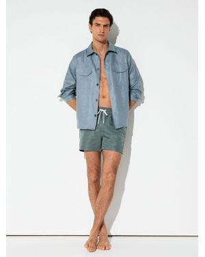 Reiss Breeze - Sage Green Piped Drawstring Swim Shorts, Xs - Blue