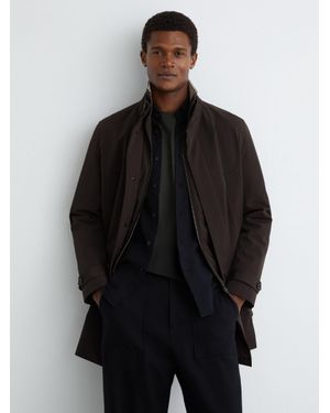 Reiss Haylen - Dark Brown Hybrid Overcoat With Removable Gilet, Xl - Black