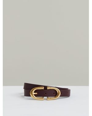 Reiss Leather Horseshoe Buckle Belt - Grey