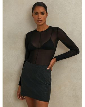 Reiss Atelier Embellished Mini Skirt - Black