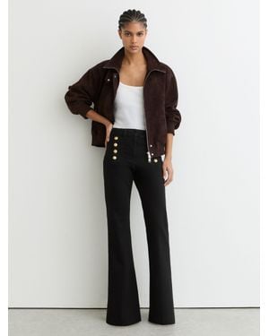 Reiss Button-Detail High-Rise Flared Jeans - Black