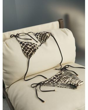 ATELIER Animal-print Reversible Bikini Top - Natural