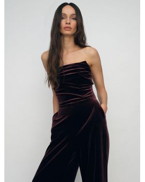 Reiss Petite Velvet Drape Strapless Jumpsuit - Black