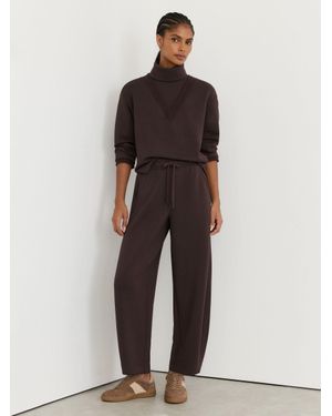 Reiss Petite Premium Interlock Barrel-Leg Joggers - Brown