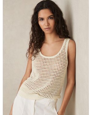 Reiss Linen Open-Knit Vest - Natural