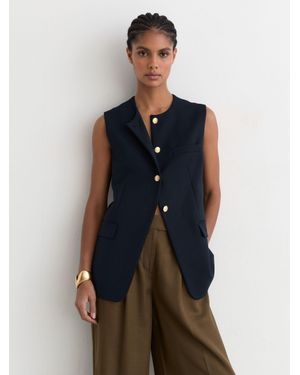 Reiss Button-Through Longline Waistcoat - Blue