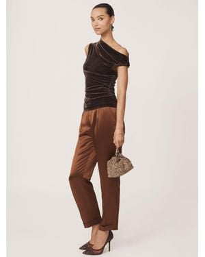 Reiss Demi - Chocolate Brown Velvet Off-shoulder Top, Us 12 - Natural
