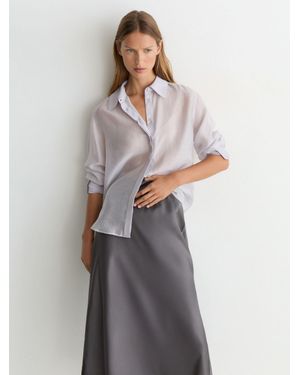 Reiss Silk Slip Midi Skirt - White