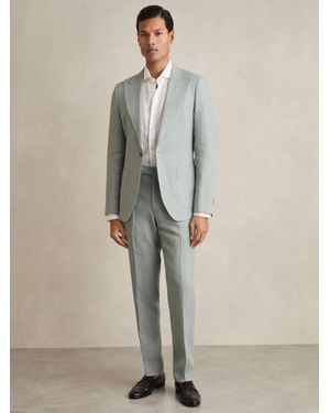 Reiss Linen Suit Slim Fittrousers - Natural