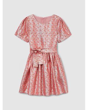 Reiss Floral Print Round Neck Dress, Size: 13-14 Years - Pink