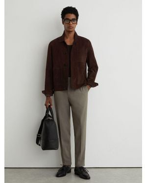 Reiss Found - Dark Sage Green Slim Fit Stretch Drawstring Trousers, 28 - Multicolour