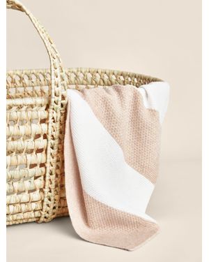 Reiss Kids Wool Striped Knitted Blanket - Natural