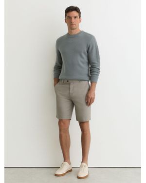 Reiss Short - Sage Green Dobby Short Cotton-piqué Shorts, 38 - Grey